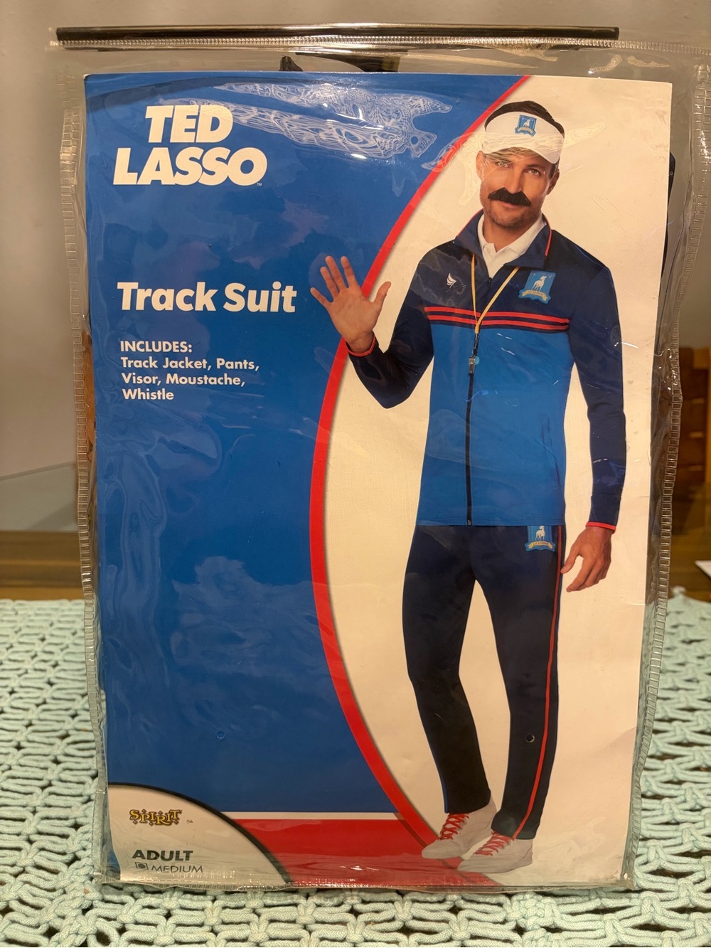 Ted Lasso -  Blue Track Suit Costume with Accessories- NWT adult Med